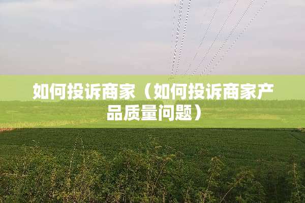 如何投诉商家（如何投诉商家产品质量问题）