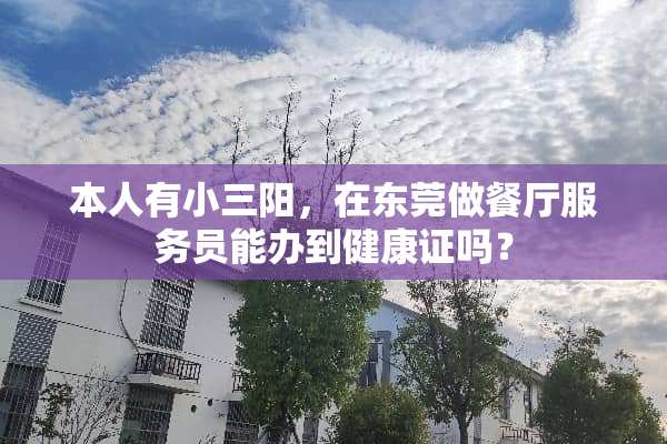 本人有小三阳，在东莞做餐厅服务员能办到健康证吗？