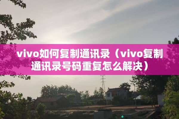 vivo如何复制通讯录（vivo复制通讯录号码重复怎么解决）