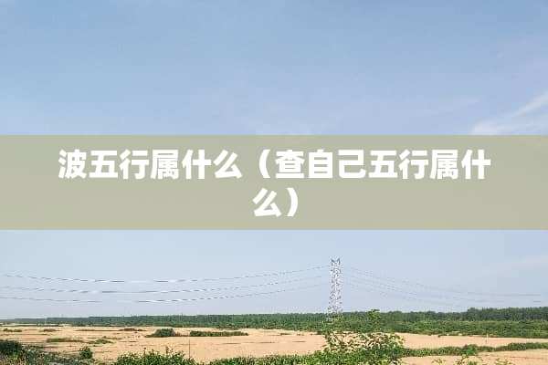 波五行属什么（查自己五行属什么）