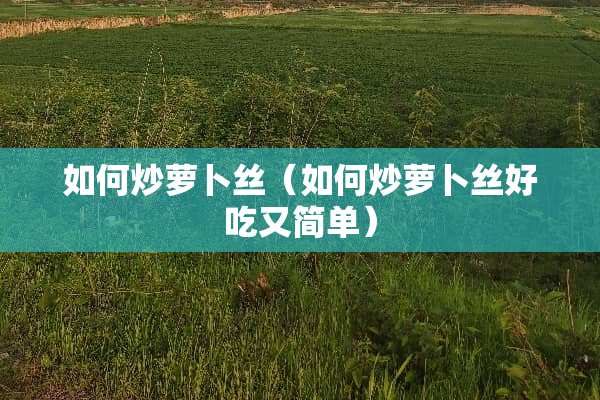 如何炒萝卜丝（如何炒萝卜丝好吃又简单）