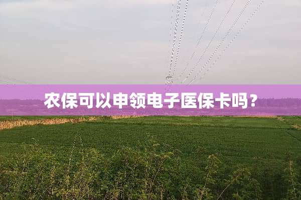 农保可以申领电子医保卡吗？