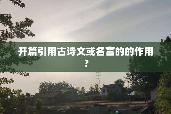 开篇引用古诗文或名言的的作用？