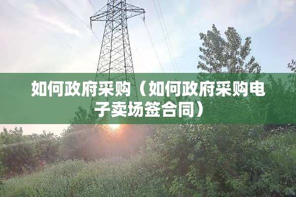 如何**采购（如何**采购电子卖场签合同）