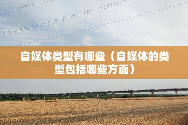 自媒体类型有哪些（自媒体的类型包括哪些方面）