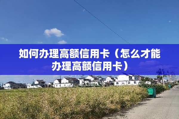 如何办理高额***（怎么才能办理高额***）