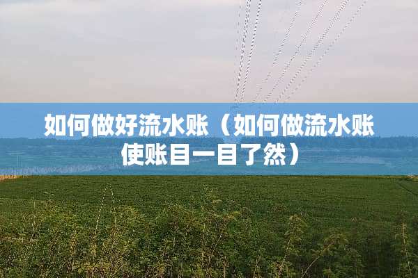 如何做好流水账（如何做流水账使账目一目了然）