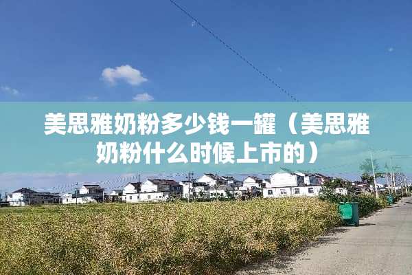 美思雅奶粉多少钱一罐（美思雅奶粉什么时候上市的）