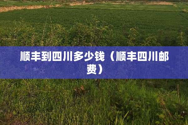 顺丰到四川多少钱（顺丰四川邮费）
