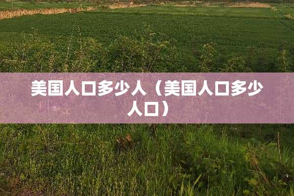 美国人口多少人（美国人口多少人口）