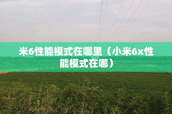 米6性能模式在哪里（小米6x性能模式在哪）