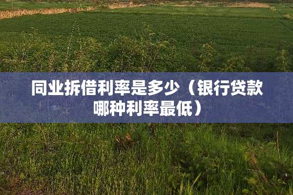 同业拆借利率是多少（银行贷款哪种利率最低）