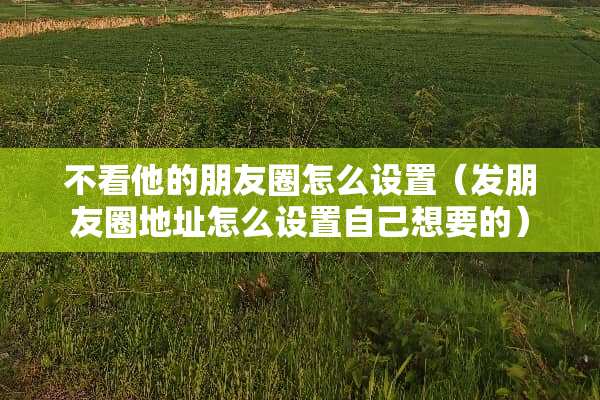 不看他的朋友圈怎么设置（发朋友圈地址怎么设置自己想要的）