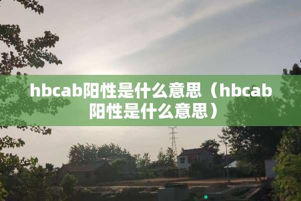 hbcab阳性是什么意思（hbcab 阳性是什么意思）