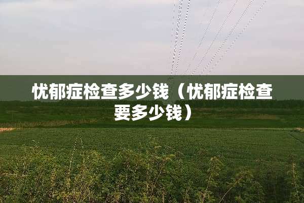 忧郁症检查多少钱（忧郁症检查要多少钱）