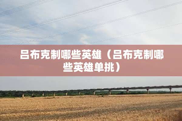 吕布克制哪些英雄（吕布克制哪些英雄单挑）