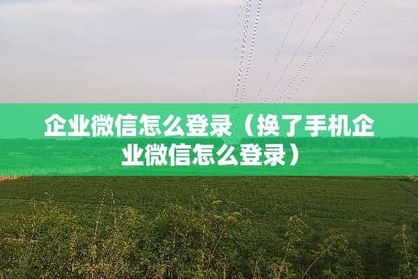 企业微信怎么登录（换了手机企业微信怎么登录）