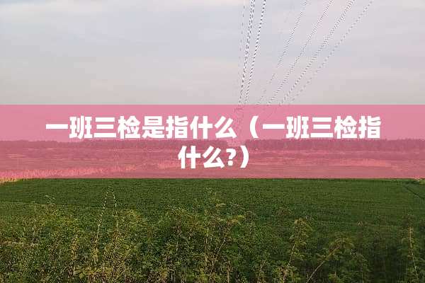 一班三检是指什么（一班三检指什么?）
