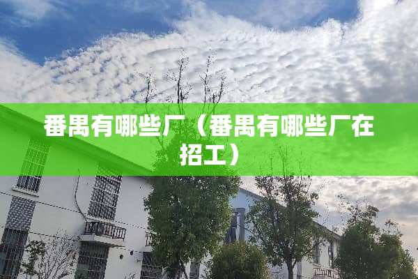 番禺有哪些厂（番禺有哪些厂在招工）