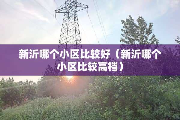 新沂哪个小区比较好（新沂哪个小区比较高档）