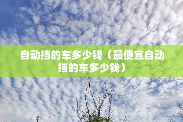 自动挡的车多少钱（最便宜自动挡的车多少钱）
