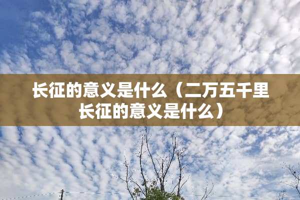 长征的意义是什么（二万五千里长征的意义是什么）