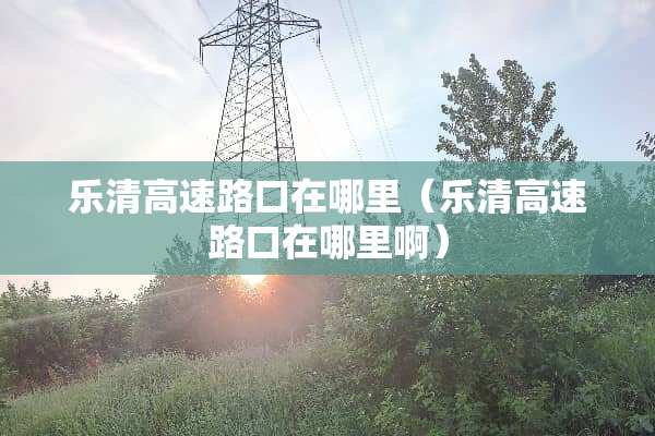 乐清高速路口在哪里（乐清高速路口在哪里啊）
