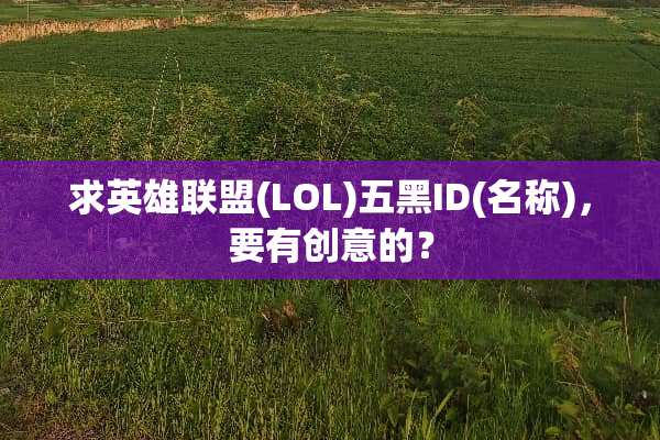 求英雄联盟(LOL)五黑ID(名称)，要有创意的？