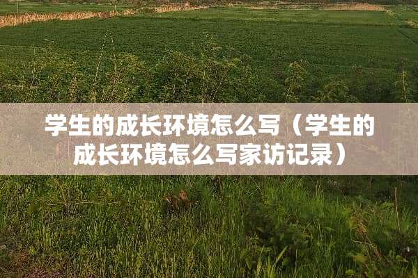 学生的成长环境怎么写（学生的成长环境怎么写家访记录）