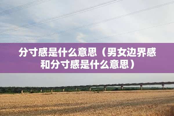 分寸感是什么意思（男女边界感和分寸感是什么意思）