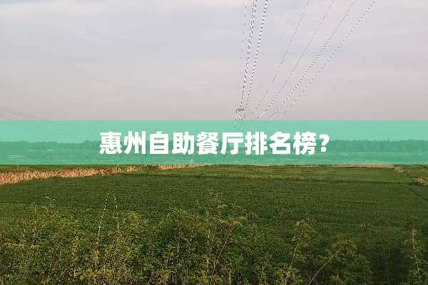 惠州自助餐厅排名榜？