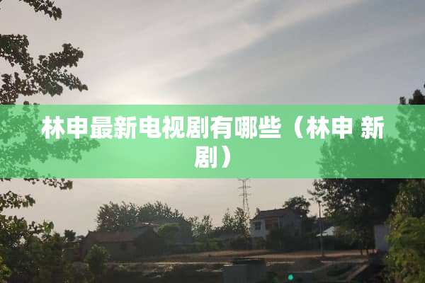 林申最新电视剧有哪些（林申 新剧）