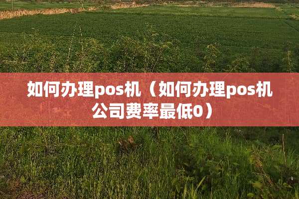 如何办理pos机（如何办理pos机 公司费率最低0）