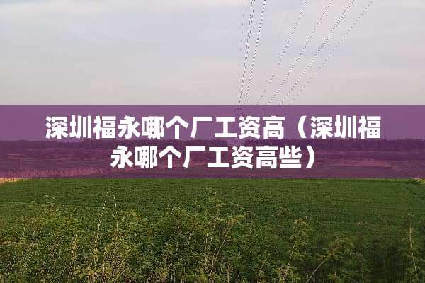 深圳福永哪个厂工资高（深圳福永哪个厂工资高些）