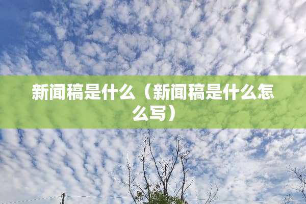 新闻稿是什么（新闻稿是什么怎么写）