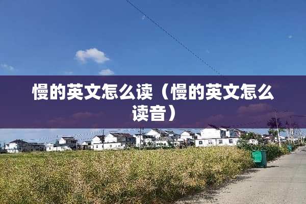 慢的英文怎么读（慢的英文怎么读音）