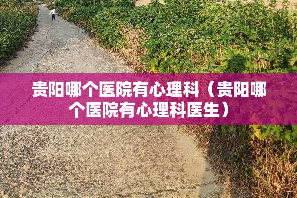 贵阳哪个医院有心理科（贵阳哪个医院有心理科医生）