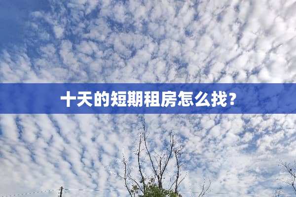 十天的短期租房怎么找？