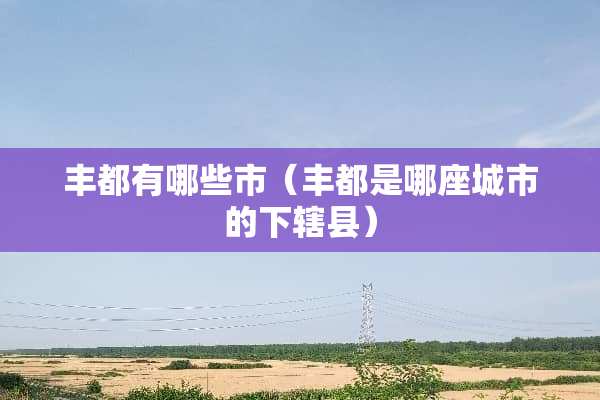 丰都有哪些市（丰都是哪座城市的下辖县）