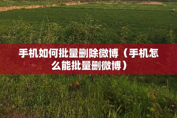 手机如何批量删除微博（手机怎么能批量删微博）