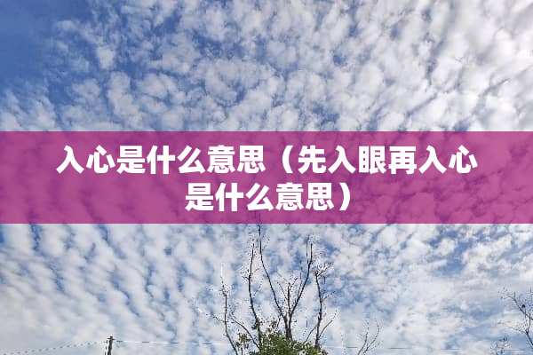 入心是什么意思（先入眼再入心是什么意思）