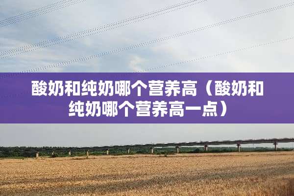 酸奶和纯奶哪个营养高（酸奶和纯奶哪个营养高一点）