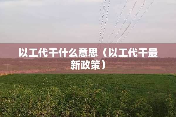 以工代干什么意思（以工代干最新政策）