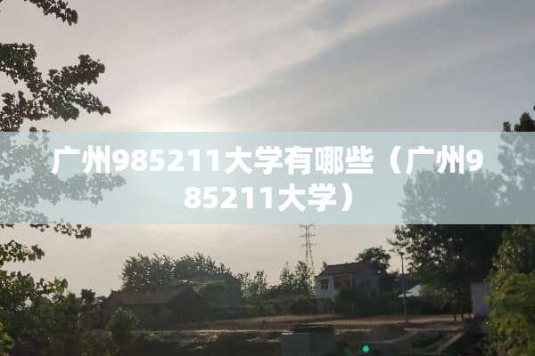 广州985211大学有哪些（广州985211大学）