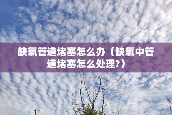 缺氧管道堵塞怎么办（缺氧中管道堵塞怎么处理?）