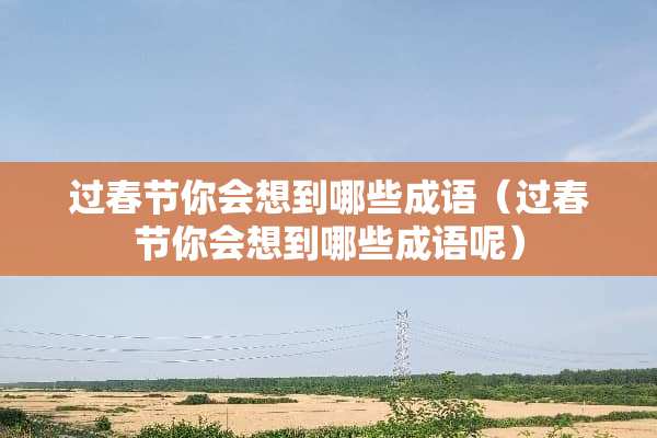 过春节你会想到哪些成语（过春节你会想到哪些成语呢）