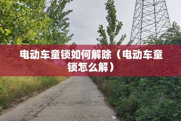 电动车童锁如何解除（电动车童锁怎么解）