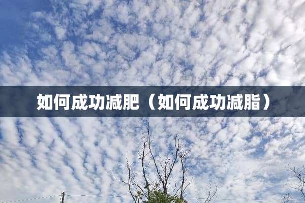 如何成功减肥（如何成功减脂）