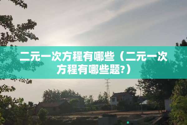 二元一次方程有哪些（二元一次方程有哪些题?）
