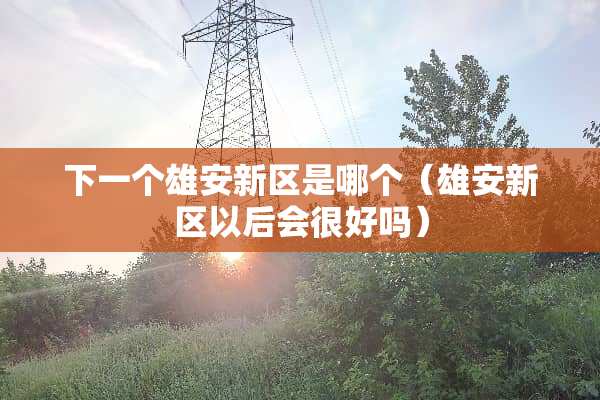 下一个雄安新区是哪个（雄安新区以后会很好吗）
